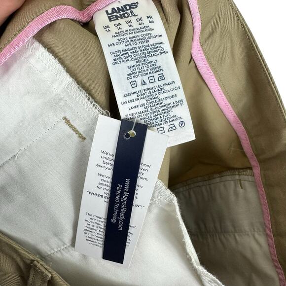 Lands' End NWT Tan Bermuda Magna Ready High Rise Uniform Shorts Size 14 - Picture 6 of 7